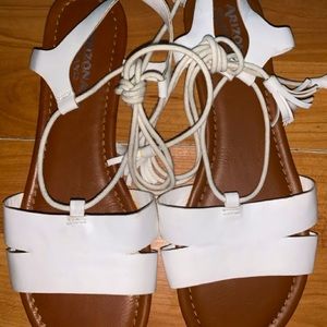 white and black sandals